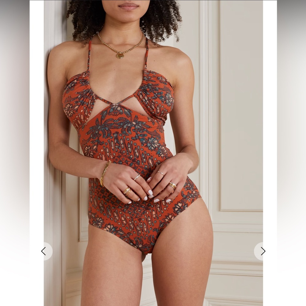 ULLA JOHNSON Akami cutout printed swimsuit
